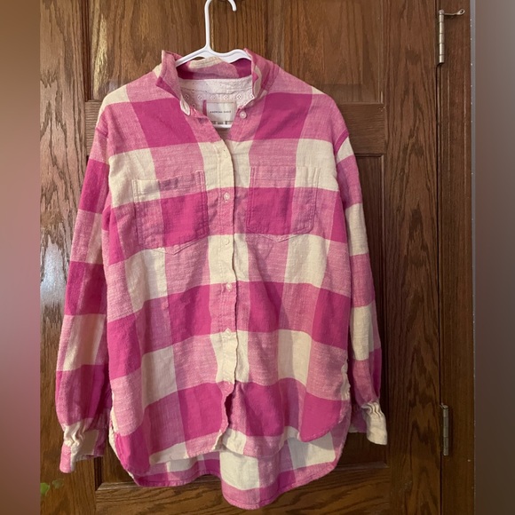 Pink & White size M American Eagle flannel - Picture 1 of 2